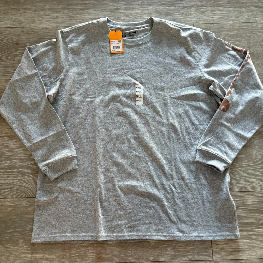 NWT Carhartt Womens Gray Loose Fit Heavyweight Classic Long Sleeve T-Shirt XL